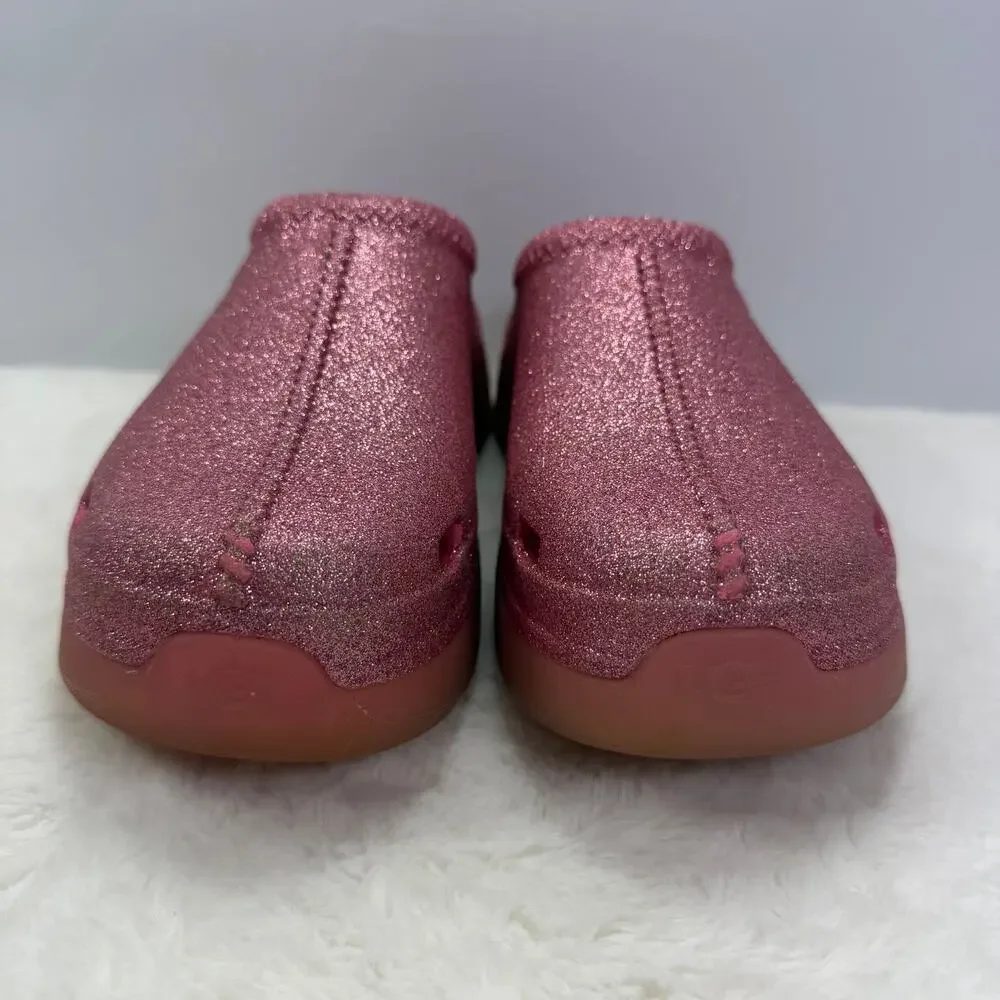 UGG Kids Tasman Sport Glitter Pink Slip-On Comfort Shoes Size 4